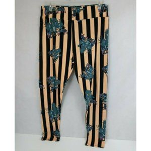 New LuLaRoe TC2 Halloween Leggings Orange & Black Striped W/ Haunted Houses